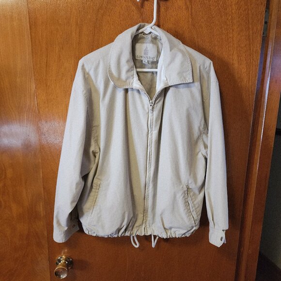 Men's Large London Fog Cream Zip Up Soft Shell Windbreaker Jacket - Picture 2 of 9